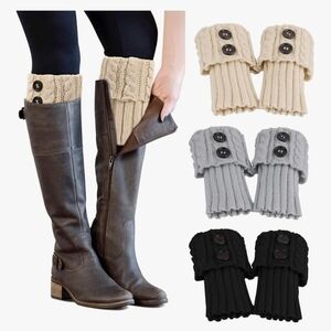 Cozy Knit Boot Cuffs - Cream, Gray, Black